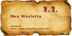 Mács Nikoletta névjegykártya
