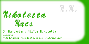 nikoletta macs business card